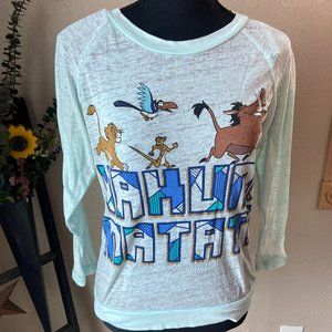 4/$20 Disney Lion King Semi-Sheer Blue Long Sleeve Shirt S